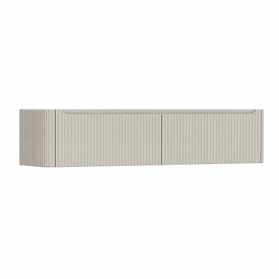 H&R Badmeubelen Juice Wastafelonderkast - 180x45x40cm - linkerhoek afgerond - 3D-front - 2 lades - geïntegreerde greep - beige mat