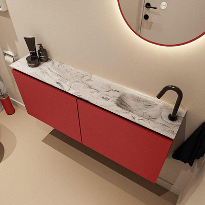 MONDIAZ TURE-DLUX Meuble de toilettes 120 cm Fire. EDEN lavabo Glace position droite. Avec 1 trou de robinet.