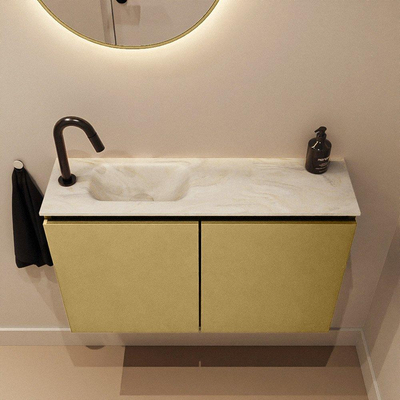 MONDIAZ TURE-DLUX 80cm toiletmeubel Oro. EDEN wastafel Ostra positie links. Met 1 kraangat.