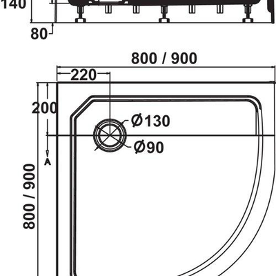 Sealskin Fusion SMC douchebak kwartrond 90x90 cm opbouw wit