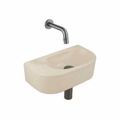 QeramiQ Fuente fonteinset – halfrond – 40x21.5x12 cm – keramiek beige – zonder kraangat – kraan gunmetal