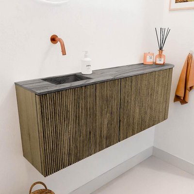 Mondiaz JOYA-DLUX 111.6cm toiletmeubel - ronding rechts kleur Dusk - Wastafel FAYE positie Links Zonder kraangat kleur Sombra.