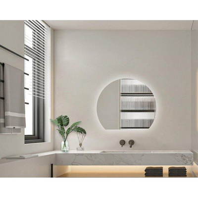 Saniclass Aura Badkamerpiegel - 60x51.2cm - halfrond - horizontale / verticale - indirecte LED verlichting - spiegelverwarming - Infrarood