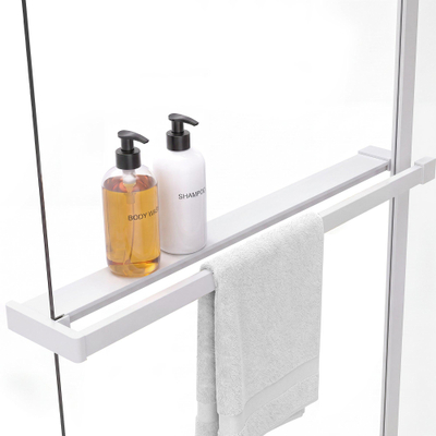 Fortifura Galeria handdoekrek voor inloopdouche - wandmontage / klemt op het glas - 140cm - inkortbaar - mat wit