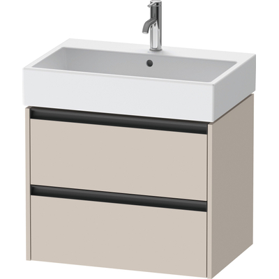 Duravit Ketho.2 Wastafelonderbouwkast - met 2 laden - 68.4x46x54.9cm - met grepen antraciet - taupe mat