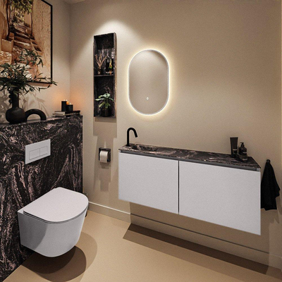 MONDIAZ TURE-DLUX meuble WC 120 cm Cale. EDEN lavabo Lava position gauche. Avec 1 trou de robinet.