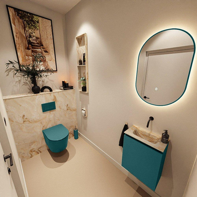 MONDIAZ TURE-DLUX Meuble toilette - 40cm - Smag - EDEN - vasque Frappe - position centrale - sans trou de robinet