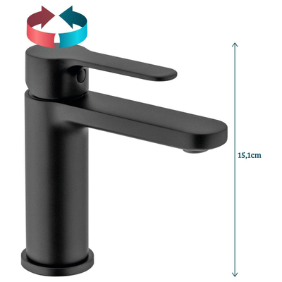 GO by Van Marcke Nero wastafelkraan - opbouw - voorsprong 11.3cm - zonder waste - mat zwart