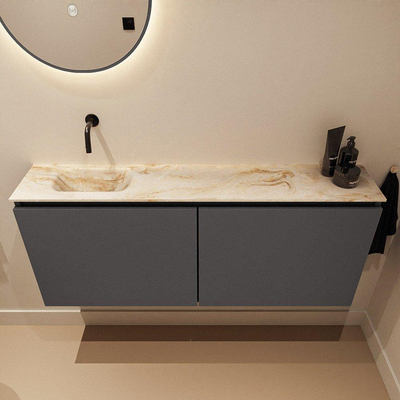 MONDIAZ TURE-DLUX 120cm toiletmeubel Dark Grey. EDEN wastafel Frappe positie links. Zonder kraangat.