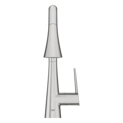 GROHE Zedra Mitigeur de cuisine - bec en C extensible - supersteel brossé