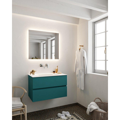 ENSEMBLE DE MEUBLE MONDIAZ VICA - 80cm - 2 tiroirs - lavabo Cloud central - 0 trous de robinet - solid surface smag