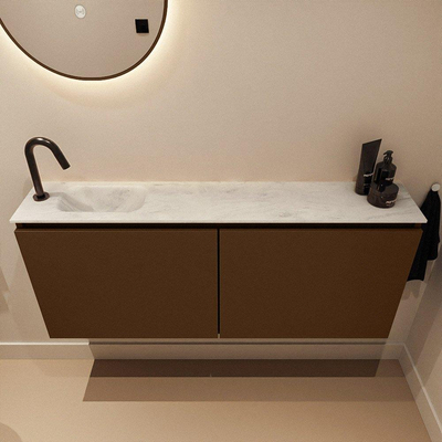 MONDIAZ TURE-DLUX 120cm toiletmeubel Rust. EDEN wastafel Opalo positie links. Met 1 kraangat.