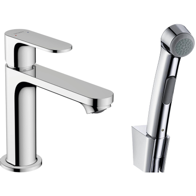 Hansgrohe Rebris s 1 greeps wastafelkraan - 110 bidette - handdouche en doucheslang - 160cm - zonder afvoer chro - hoogglans chroom