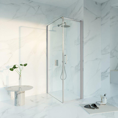 FugaFlow Eccelente Cabine de douche en verre - 60x90x200 - Profil en verre de sécurité - anti-calcaire - Acier inoxydable brossé PVD (inox)