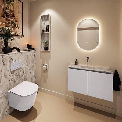 MONDIAZ TURE-DLUX meuble de toilettes 80cm Cale. EDEN lavabo Glace position milieu. Sans trou de robinet.