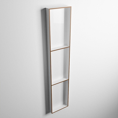 Mondiaz Easy nis 29.5x149.5x8cm voor Inbouw/opbouw 3 open vakken Solid surface Talc/Rust