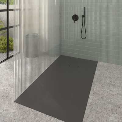 Villeroy & Boch Ecora douchebak - 160x90x4.5cm - afvoer korte zijde - anthracite (antraciet)