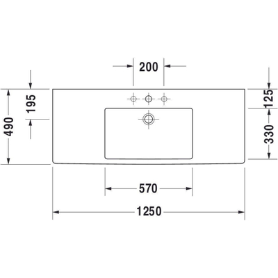 Duravit Vero Lavabo pour meuble 125x49cm avec trou pour robinetterie Blanc