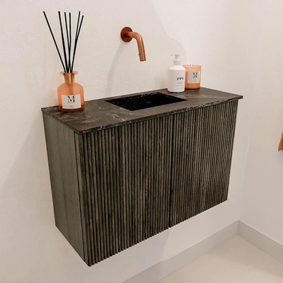 Mondiaz JOYA-DLUX 60cm toiletmeubel - kleur Shadow - Wastafel FAYE positie Midden Zonder kraangat kleur Lava.