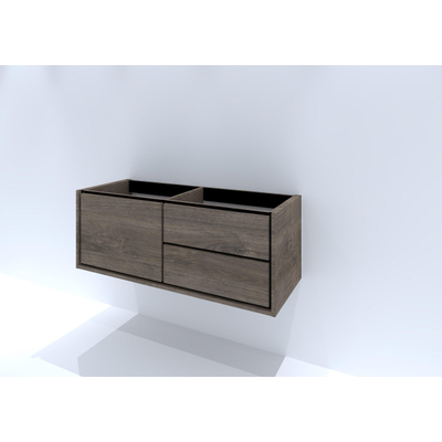 HR Badmeubelen Rize meuble sous lavabo - 1 tiroir haut gauche (60cm)/2 tiroirs droits (60cm) - sans poignée push2open - 120 x 45 x 45 cm - espresso