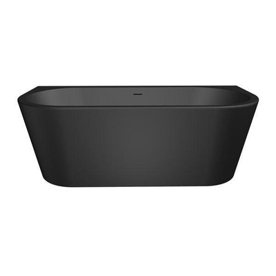 Xenz Charley XS hoekbad - 165x76cm - waste zwart mat - met overloop - Middenopstelling - Acryl Ebony OUTLETSTORE