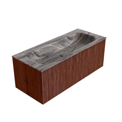 MONDIAZ KURVE-DLUX 110cm badmeubel kleur Ruby met 1 lade en 0 deuren. Wastafel BIG MEDIUM Midden zonder kraangat Sombra.