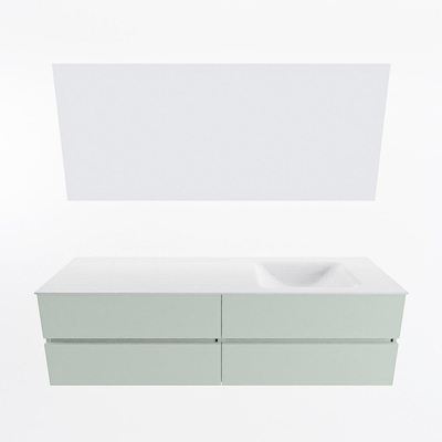 Mondiaz Vica ensemble de meuble de salle de bain - 170cm - meuble sous vasque greey - 4 tiroirs - lavabo cloud droite - sans trous de robinet - couleur talc - miroir LED - version XL 60cm de haut