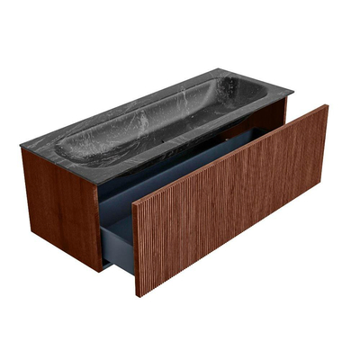Mondiaz KURVE-DLUX Badkamermeubelset - 120x46x40cm - 1 lade - wastafel solid surface - midden - zonder kraangat - Ruby