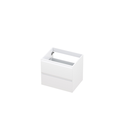 INK Wastafelonderkast - 60x45x52cm - 2 lades - greeploos - MDF lak - Hoogglans wit