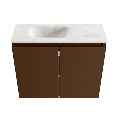 MONDIAZ TURE-DLUX meuble WC 60cm Rust. EDEN lavabo Ostra position gauche. Sans trou de robinet.