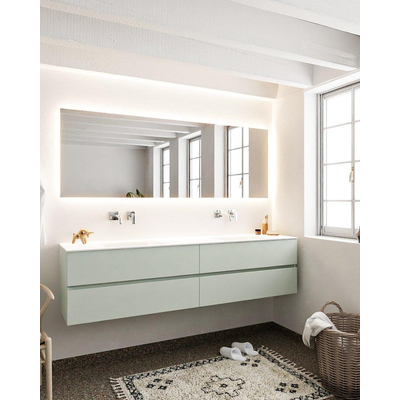 MONDIAZ VICA Ensemble de meuble salle de bain - 200cm - 4 tiroirs - lavabo Cloud double - 0 trous de robinet - solid surface grise