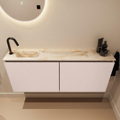 MONDIAZ TURE-DLUX 120cm toiletmeubel Rosee. EDEN wastafel Frappe positie links. Met 1 kraangat.
