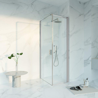 FugaFlow Eccelente Vetro Cabine de douche - 60x80x200 - Profil en verre de sécurité - anti-calcaire - Acier inoxydable brossé PVD (RVS)