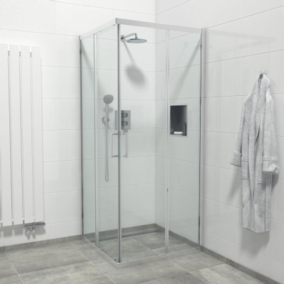 FugaFlow Boutry Quick Fit cabine de douche - carré - 90x90x195cm - accès d'angle - porte coulissante - anti calcaire - Chrome