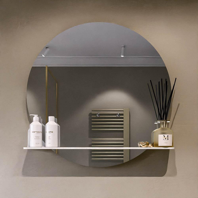 Mondiaz SPOT spiegel – Ø80 cm – met planchet – Opalo (wit marmer)