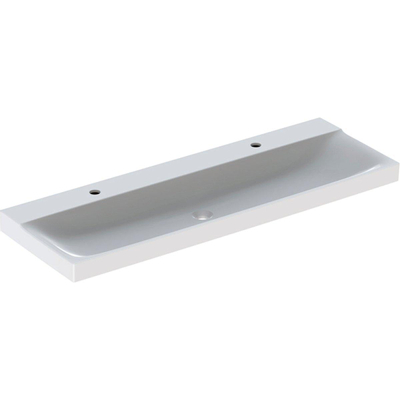 Geberit Xeno2 wastafel - 140x48x14cm - 2 kraangaten - zonder overloop - keramiek KeraTect - wit
