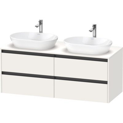 Duravit ketho meuble sous 2 lavabos avec plaque console et 4 tiroirs pour double lavabo 140x55x56.8cm avec poignées blanc anthracite super mat