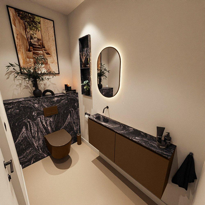 MONDIAZ TURE-DLUX 120cm toiletmeubel Rust. EDEN wastafel Lava positie links. Zonder kraangat.