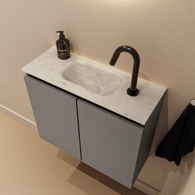MONDIAZ TURE-DLUX meuble WC 60 cm Smoke. Lavabo EDEN Opalo position milieu. Avec 1 trou de robinet.
