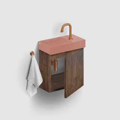Clou Vale lave-mains 38 cm avec trou de robinet à droite rose mat céramique