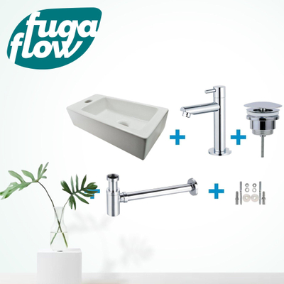 FugaFlow Eccelente Sobrado Badkamer Fonteinset - links - 1 kraangat - fonteinkraan chroom - wit - Black Friday -