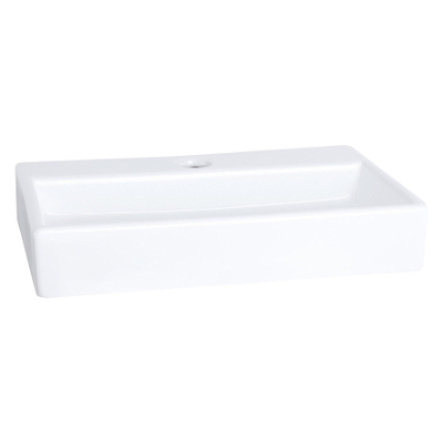 Differnz Flat kit lave-mains - 38x24x8cm - Rectangulaire - 1 trou de robinet - Robinet droit noir mat - Céramique blanche