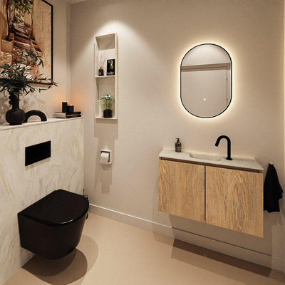MONDIAZ TURE-DLUX 80cm toiletmeubel Washed Oak. EDEN wastafel Ostra positie midden. Met 1 kraangat.