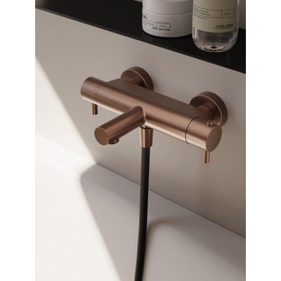 Hotbath Buddy Badmengkraan - thermostatisch - opbouw - uitloop - doucheslang - PVD - geborsteld koper