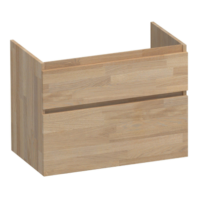BRAUER Delight wastafelonderkast - 80x46x60cm - 2 softclose lades - greeploos - 1 sifon uitsparing - massief eiken - vingerlas eiken grijs met wastafel lava SHOWROOMMODEL