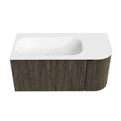 Mondiaz KURVE Badkamermeubelset - 95x46x40cm - 1 lade - 1 deur - wastafel solid surface - links - 1 kraangat - Shadow