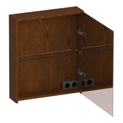 BRAUER Impress armoire de toilette – 59 x 70 x 15 cm – ouverture à droite, porte-miroir double face – Chêne brun