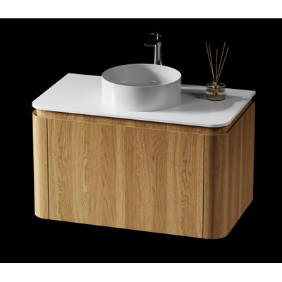 Saniclass Terra Wastafelonderkast - 80cm - 2 lades - afgeronde hoeken - sandwood