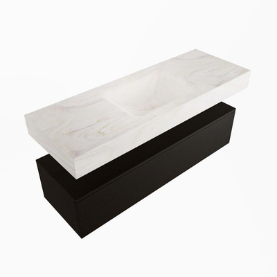 MONDIAZ ALAN - DLUX Ensemble meuble de salle de bains - 130cm - meuble bas - Urban - 1 tiroir - lavabo suspendu - vasque centrale - 1 trou de robinet - Ostra