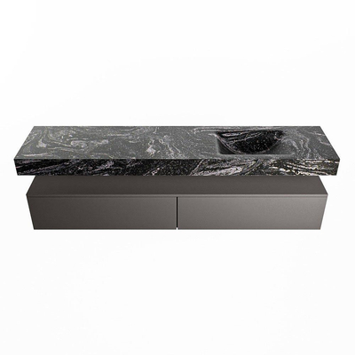 Mondiaz ALAN-DLUX Ensemble de meuble - 200cm - meuble Dark grey mat - 2 tiroirs - Lavabo Cloud Lava suspendu - vasque Droite - 0 trous de robinet